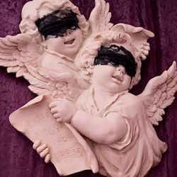 Black Lace Cherub Wall Plaque 