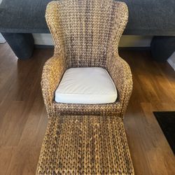 Pottery Barn Seagrass Chair & Ottoman