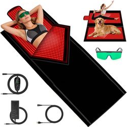 84.6''x 33.5'' Red Light Therapy Mat for Full Body, 2680 LEDs Professional Red Light Bag, Timer Function, 3 Modes 5 Levels, Single/Double Side Use, Pr