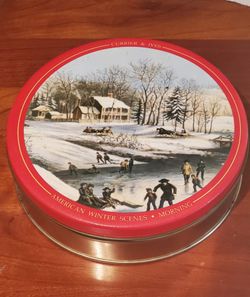 Currier and Ives Vintage Tin - Christmas Tin