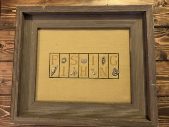 Cross stitch Fishing Sign