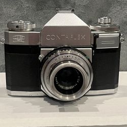 ZEISS IKON CONTAFLEX SLR Camera Tessar 45mm Lens with Leather Case Black Silver
