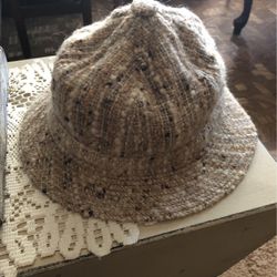 Vintage  Neutral Colored Bucket Tweed Hat