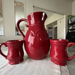 Princess House Pitcher With Mugs