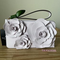 Kate Spade Flora Flower Medium L-Zip Wristlet 