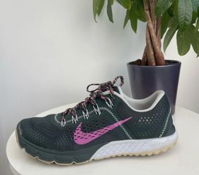Women Size 9 Nike Zoom Terra Kiger Running Shoes Dark Stucco Green Pink White 2013