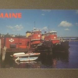 Penobscot Bay Tugs Belfast Maine Tug Boats Veronica Mack Point Colour Vintage Collectible Postcard Post Card PC