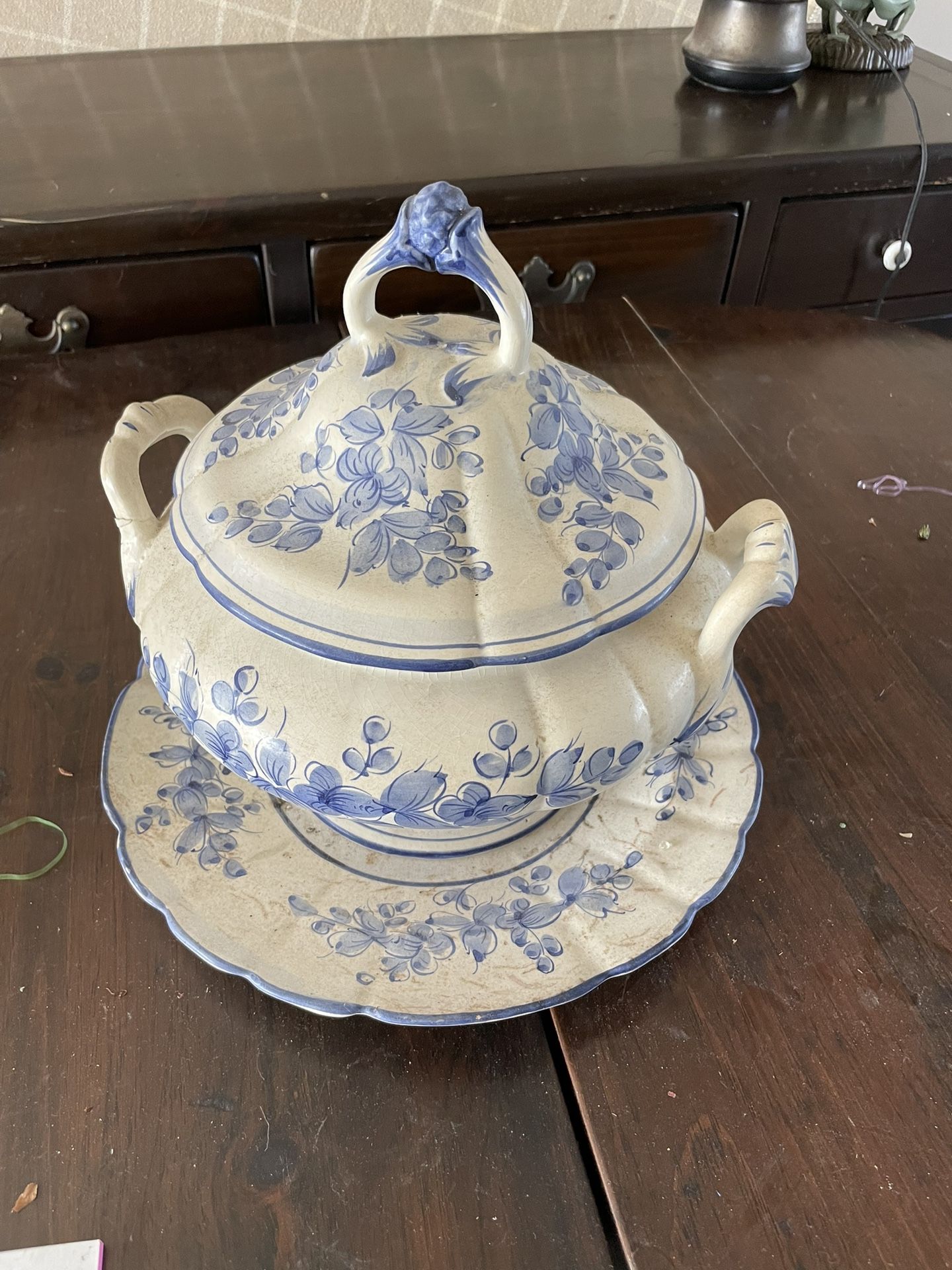 CERAMIC SOUP TURINE And Tray- New Price