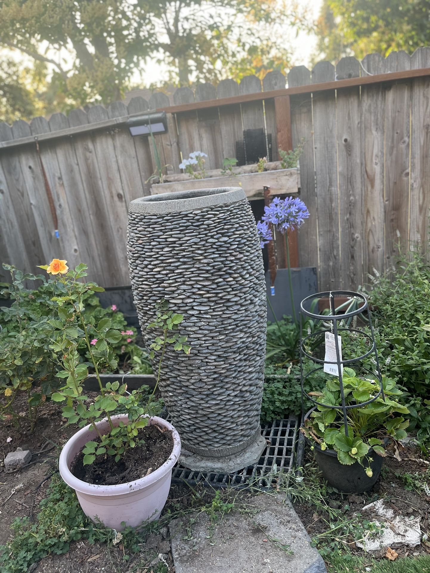 stacked pebble water fountain