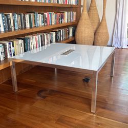 Modernist Chrome and Glass Table