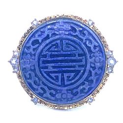 VINTAGE.925 Traditional Lapis Lazuli Ring - Solid Silver & Brass Highlights