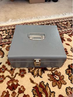 Vintage Buddy Products Metal Lock Box Storage Case Gray 9 1/2 x 9 3/4 x 4” high