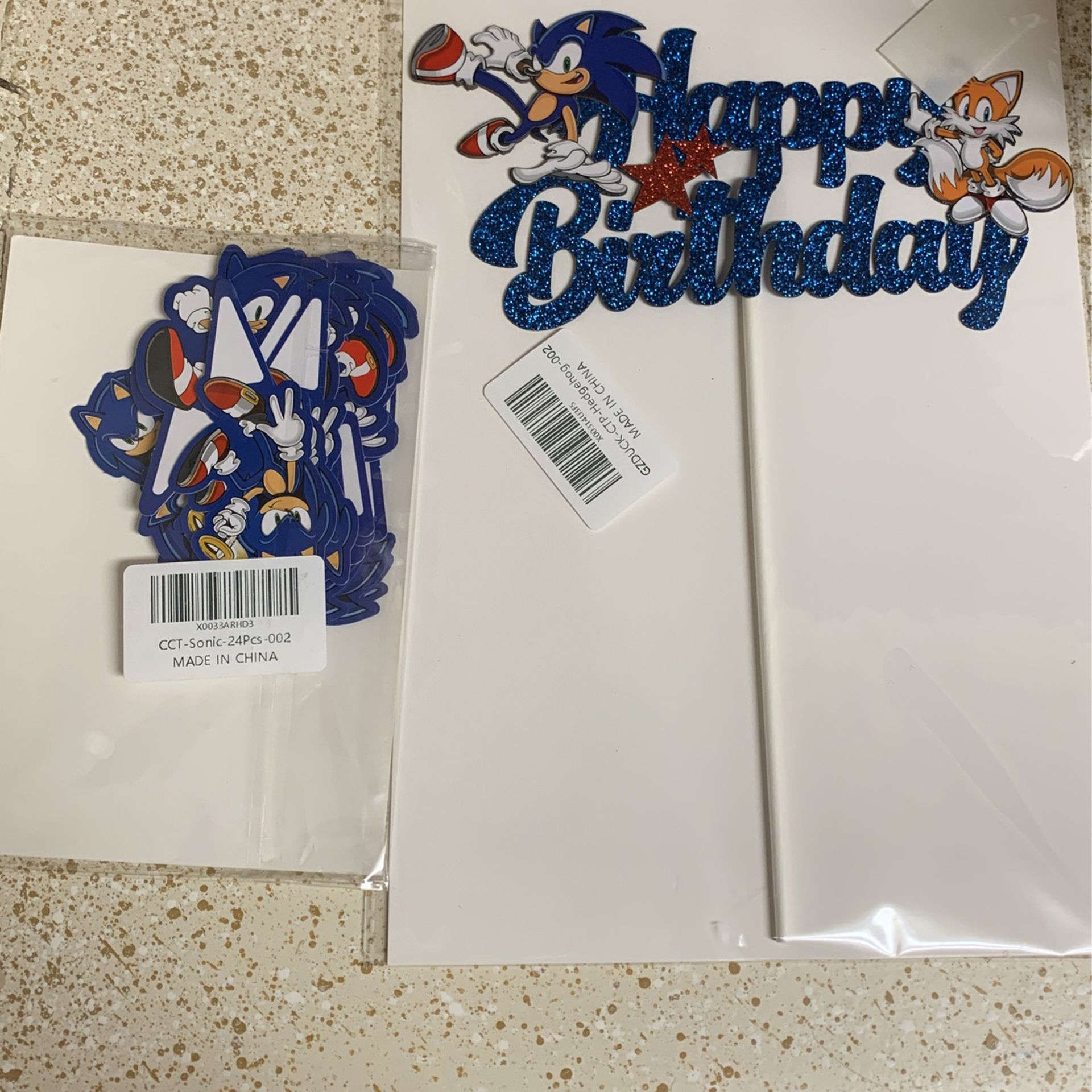 Sonic Birthday Cake Or Cupcake Toppers