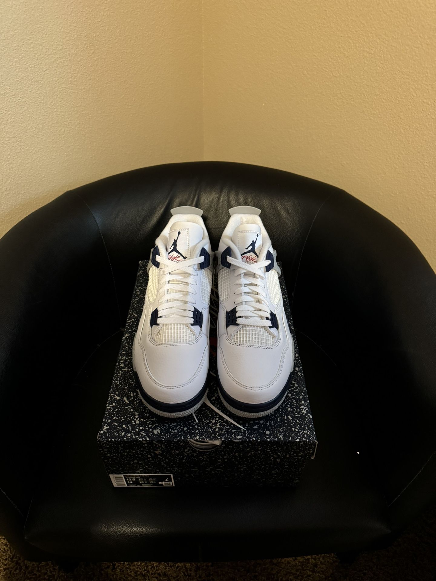 Brand new Air Jordan Midnight navy 4’s size 12.5 with original box and proof of purchase.