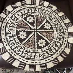24” Artisan Fijian Masi Tapa Cloth Art, made out of bark Hand printed