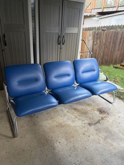 1980’s Vintage chrome tubular 3-seat bench – modernist lobby / waiting room seating