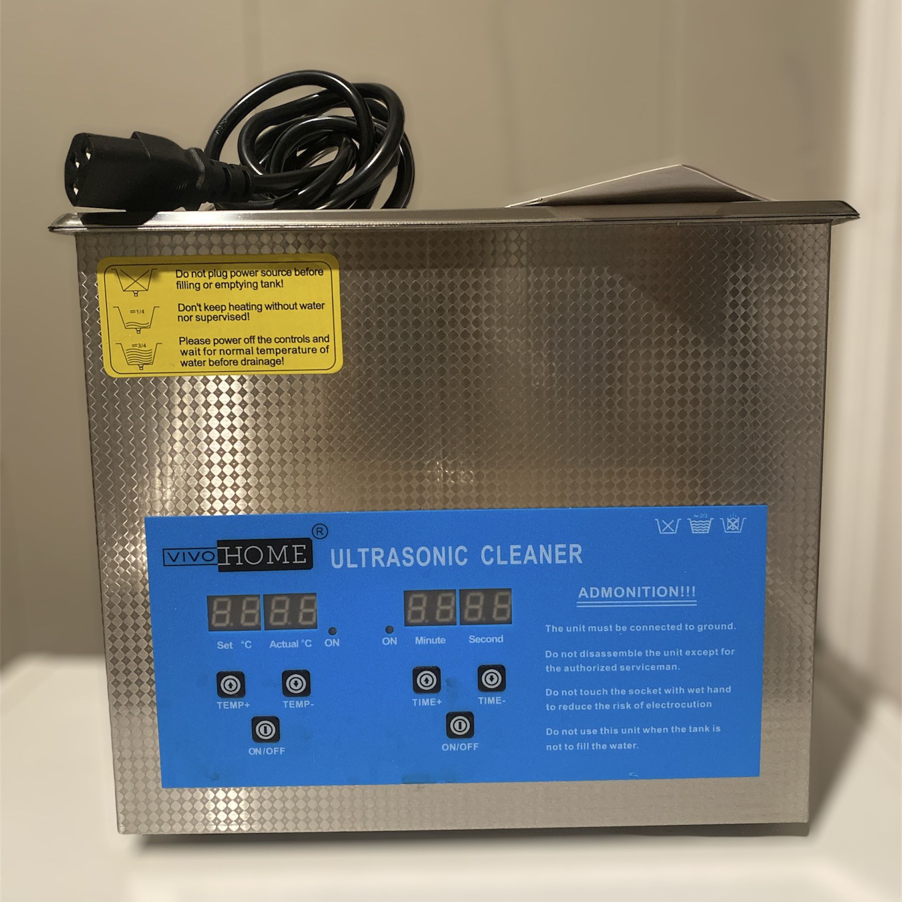 VIVOHOME Professional 3L Portable Touch Controllable Electric Ultrasonic Cleaner Machine with Digital Timer and Heater for Parts Jewelry Watch Coin Gl