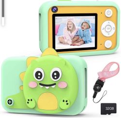 16MP Beginner Digital Camera Gifts for 3-12 Yeas Old Boys Girls, Rechargeable Shockproof 1080P Video Recorder Camcorder with 2.4" LCD Screen, 32GB SD 