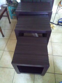 LIKE NEW~(REAL WOOD) 3 STACKABLE SIDE TABLES FROM "PIER 1 IMPORTS"
