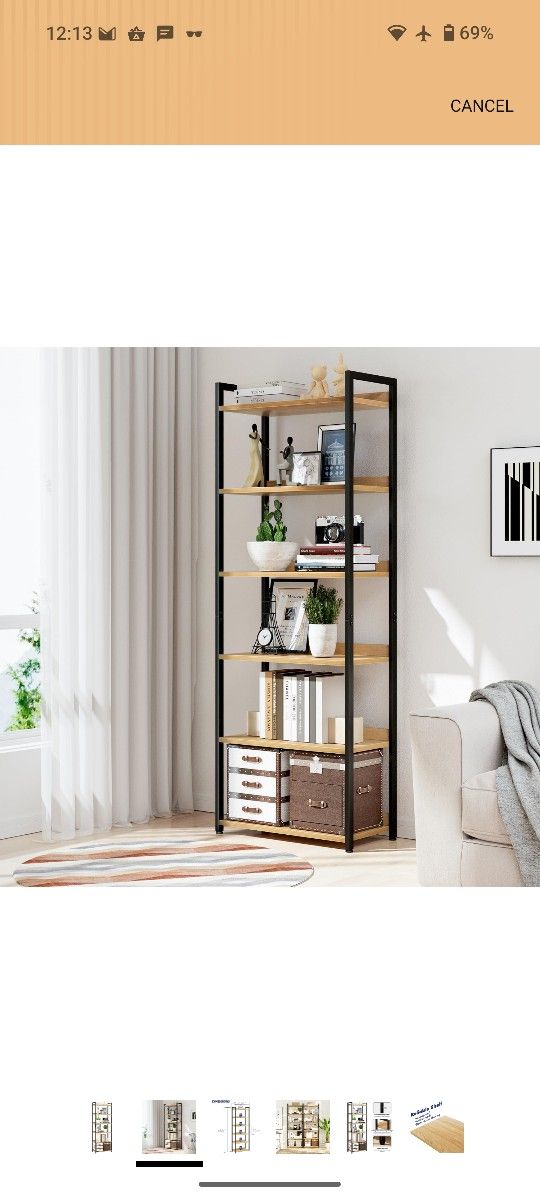 NUMENN Bookshelf, 6 Tier Bookshelves