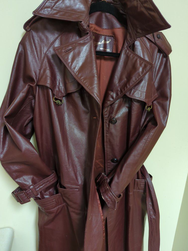 Women's  Leather Trench Coat Burgundy ETIENNE AIGNER