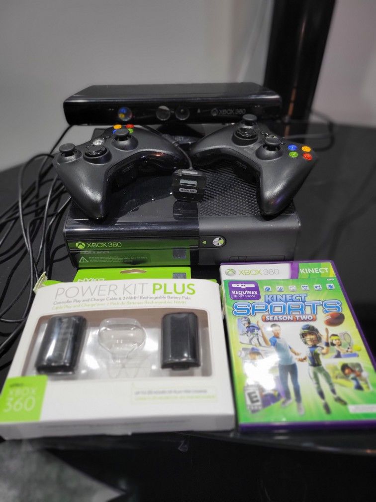 Xbox 360 with Kinect, 2 Controllers & More
