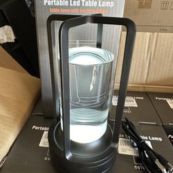 Cordless Table Lamp, Lumisom Crystal Lantern Lamp, Klarako Crystal Lantern, Rechargeable Battery Powered Portable LED Desk Lamp, 3 Color Stepless Dimm