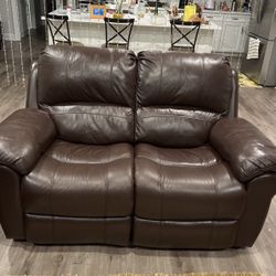 Sofa - Love Seat  + 3 Seat Leather In Good Condition 