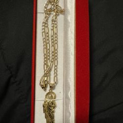 14k Gold Chain With San Judas Pendant 