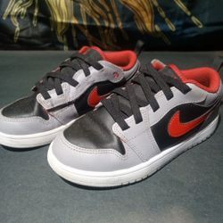 Size 7 Tieless Red Grey And Black Jordans