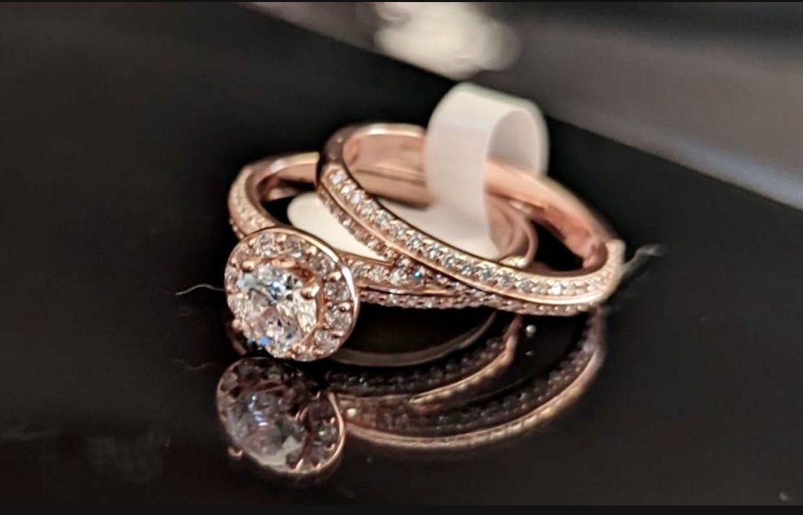 Rose Gold Affordable White Gold Wedding Ring Sets WEEKEND SALE