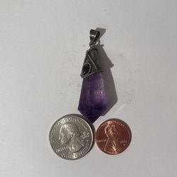 Vintage Sterling Silver 925 Purple Stone Charm Pendant 