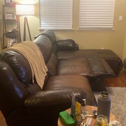 Brown Leather 2-Piece Sectional