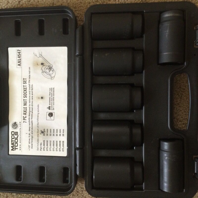 Matco 7pc Axle Nut Socket Set