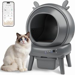 Automatic Cat Litter Box with App Control - Automatic Litter Box Self Cleaning for Multiple Cats, Health Tracking & Weight Sensor, Ultra Quiet, Odor C