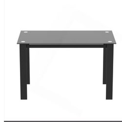 Modern Black Tempered-Glass Dining Table – Sleek + Easy to Clean