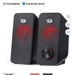 GS500 Stentor PC Gaming Speaker, 2.0 Channel Stereo Desktop Computer Speaker with Red Backlight, Quality Bass and Crystal Clear Sound, USB Powered wit