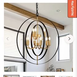 *New In Box* Tacdandm 9-Light Globe Rustic Me Chandelier, 23.6" Black Gold