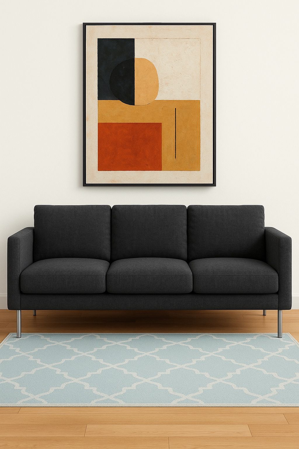 Modern Charcoal Grey Tree Seat Couch 71 X 28”