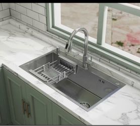 Stainless Steel Kitchen Sink with Faucet Set