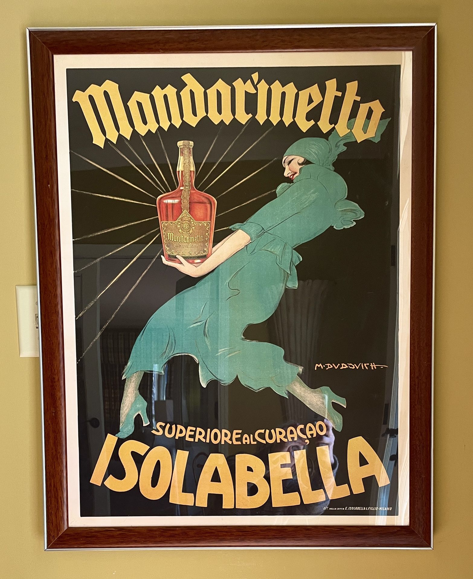 Vintage M. Dudovich, Print Ad Mandarinetto Superiore Alcuacao Isolabella