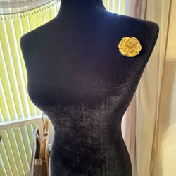 Authentic Chanel Gold Camellia Flower Pin Metal