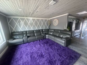 Leather sectional grey