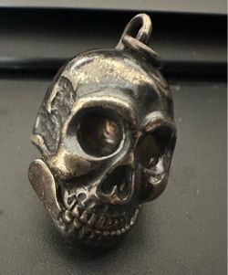 Articulated Moving Jaw 925 Sterling Silver 18.80 Grams Skull Pendant