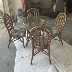 Bamboo Dining Glass Table & Chairs