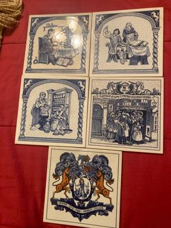 Vintage delft blue and white tiles