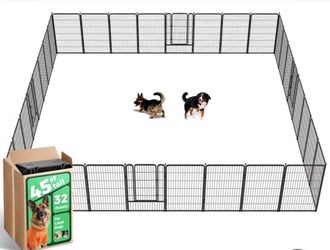 Rollick Dog Playpen for Indoor Yard RV Camping 45 inch 32 Panels for Large Dogs, Black pets outdoor