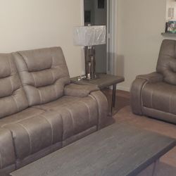 Leather Power Reclining Loveseat And Couch 