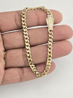 14kt Real Gold Monaco Style Bracelet 5.2 MM 8 Inches