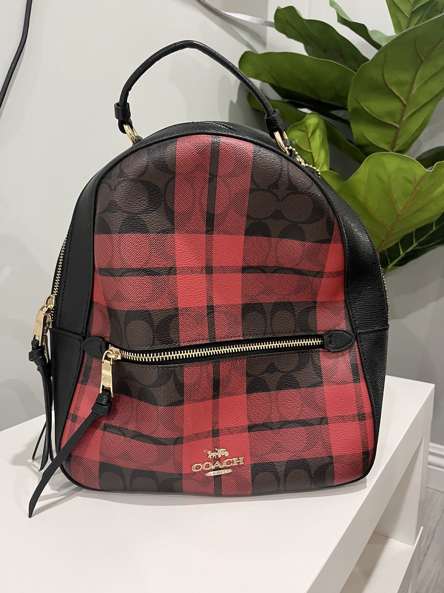 COACH RED AND BLACK LEATHER BACKPACK